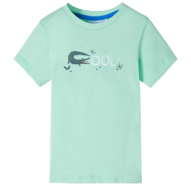 Camiseta infantil de manga corta verde claro 140