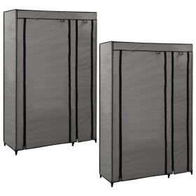 Armarios plegables 2 unidades de tela gris 110x45x175 cm de vidaXL, Armarios roperos - Ref: Foro24-282425, Precio: 75,84 €, D...