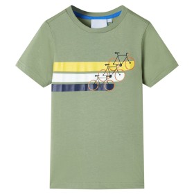 Camiseta infantil de manga corta caqui claro 128