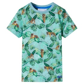 Camiseta infantil verde claro mélange 128