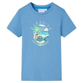 Camiseta infantil azul medio 128