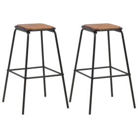 Küchenhocker 2 Stück aus massivem Kiefernholz und schwarzem Stahl von vidaXL, Küchenhocker - Ref: Foro24-280076, Preis: 98,22...