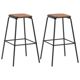 Taburetes de cocina 2 uds madera maciza de pino y acero negro de vidaXL, Taburetes de cocina - Ref: Foro24-280076, Precio: 96...