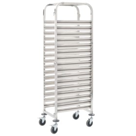 Kitchen trolley with 16 stainless steel trays 38x55x163 cm by vidaXL, Kitchen and dining carts - Ref: Foro24-50920, Price: 21...