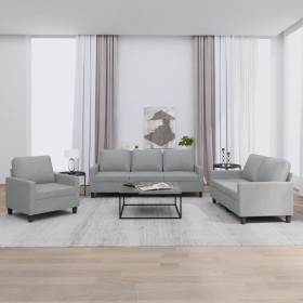Sofa set with cushions 3 pieces light gray fabric by , Sofas - Ref: Foro24-3201428, Price: 601,60 €, Discount: %