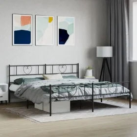 Black metal headboard and footboard bed frame 183x213 cm by , Beds and slatted bases - Ref: Foro24-355486, Price: 117,16 €, D...