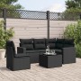 6-teiliges Gartensofa-Set und schwarze synthetische Rattankissen von , Gartensets - Ref: Foro24-3218965, Preis: 386,95 €, Rab...