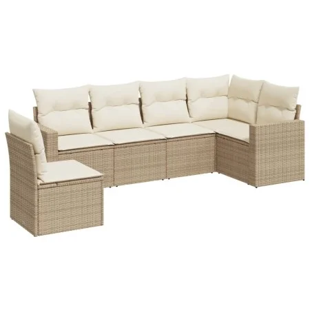 Garden sofa set with cushions 6 pieces beige synthetic rattan by , Garden sets - Ref: Foro24-3219018, Price: 419,98 €, Discou...