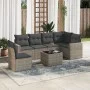 7-piece garden sofa set with gray PE rattan cushions by , Garden sets - Ref: Foro24-3219030, Price: 416,09 €, Discount: %