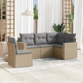 Garden sofa set with cushions 5 pieces beige synthetic rattan by , Modular outdoor sofas - Ref: Foro24-3251306, Price: 388,01...