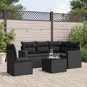 6-piece garden sofa set and black synthetic rattan cushions by , Modular outdoor sofas - Ref: Foro24-3251312, Price: 415,79 €...