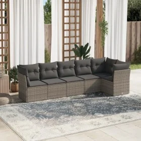 6-piece garden furniture set and gray synthetic rattan cushions by , Garden sets - Ref: Foro24-3217660, Price: 360,23 €, Disc...
