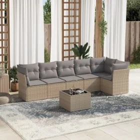 7-piece garden sofa set and beige synthetic rattan cushions by , Garden sets - Ref: Foro24-3217669, Price: 425,38 €, Discount: %