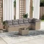 7-piece garden sofa set and beige synthetic rattan cushions by , Garden sets - Ref: Foro24-3217669, Price: 425,38 €, Discount: %