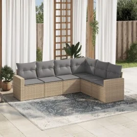 Garden sofa set with cushions 6 pieces beige synthetic rattan by , Modular outdoor sofas - Ref: Foro24-3251346, Price: 433,13...