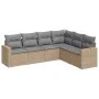 Garden sofa set with cushions 6 pieces beige synthetic rattan by , Modular outdoor sofas - Ref: Foro24-3251346, Price: 433,13...