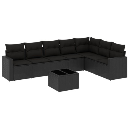 8-teiliges Gartensofa-Set und schwarze synthetische Rattankissen von , Gartensets - Ref: Foro24-3219045, Preis: 500,71 €, Rab...