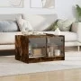 Mesa de centro con puertas de vidrio roble ahumado 68x50x42 cm de , Mesas de centro - Ref: Foro24-836368, Precio: 43,89 €, De...