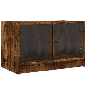 TV cabinet with smoked oak glass doors 68x37x42 cm by , TV Furniture - Ref: Foro24-836361, Price: 38,41 €, Discount: %