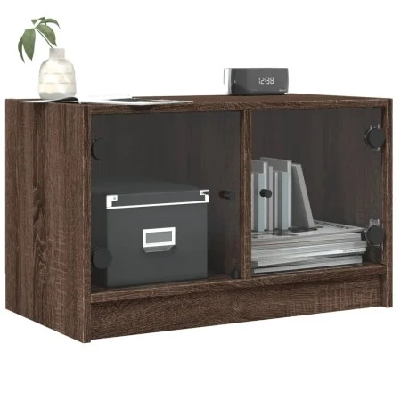 Mueble de TV con puertas de vidrio marrón roble 68x37x42 cm de , Muebles TV - Ref: Foro24-836363, Precio: 39,01 €, Descuento: %