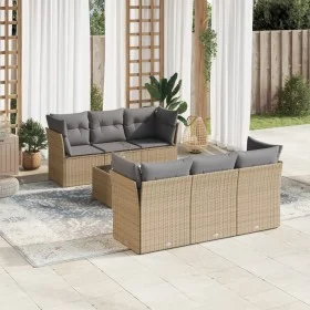7-teiliges Gartensofa-Set und beige synthetische Rattankissen von , Gartensets - Ref: Foro24-3249098, Preis: 453,10 €, Rabatt: %
