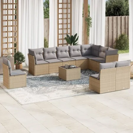11-teiliges Gartensofa-Set mit beigen synthetischen Rattankissen von , Gartensets - Ref: Foro24-3217809, Preis: 643,37 €, Rab...