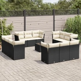 Garden sofa and cushion set 13 pieces black synthetic rattan by , Garden sets - Ref: Foro24-3249175, Price: 870,82 €, Discoun...