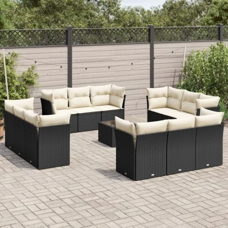 Gartensofa- und Kissenset 13-teilig aus schwarzem synthetischem Rattan von , Gartensets - Ref: Foro24-3249175, Preis: 872,86 ...