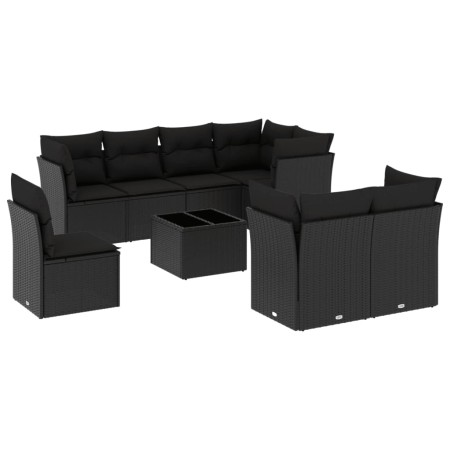 8-teiliges Gartensofa-Set und schwarze synthetische Rattankissen von , Gartensets - Ref: Foro24-3249774, Preis: 603,40 €, Rab...