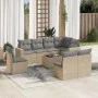 9-teiliges Gartensofa-Set mit beigen synthetischen Rattankissen von , Modulare Sofas für den Außenbereich - Ref: Foro24-32514...