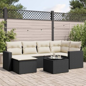 7-piece garden dining set and black synthetic rattan cushions by , Modular outdoor sofas - Ref: Foro24-3251603, Price: 422,41...