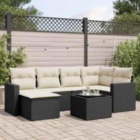 7-piece garden dining set and black synthetic rattan cushions by , Modular outdoor sofas - Ref: Foro24-3251603, Price: 416,05...