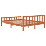 Estructura cama con cabecero madera pino marrón cera 150x200 cm de , Camas y somieres - Ref: Foro24-844398, Precio: 110,01 €,...
