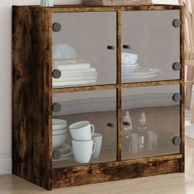 Side cabinet with smoked oak glass doors 68x37x75.5 cm by , Sideboards - Ref: Foro24-836382, Price: 74,28 €, Discount: %