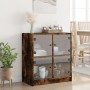 Armario auxiliar puertas de vidrio roble ahumado 68x37x75,5 cm de , Aparadores - Ref: Foro24-836382, Precio: 77,23 €, Descuen...