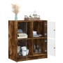 Beistellschrank mit Glastüren aus geräucherter Eiche, 68 x 37 x 75,5 cm von , Sideboards - Ref: Foro24-836382, Preis: 77,32 €...