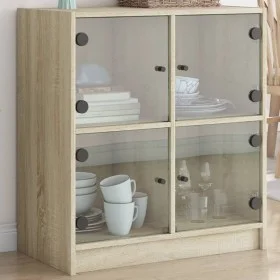 Beistellschrank mit Glastüren Sonoma-Eiche 68x37x75,5 cm von , Sideboards - Ref: Foro24-836380, Preis: 75,30 €, Rabatt: %