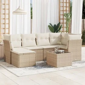 7-piece garden sofa set and beige synthetic rattan cushions by , Garden sets - Ref: Foro24-3217958, Price: 468,81 €, Discount: %
