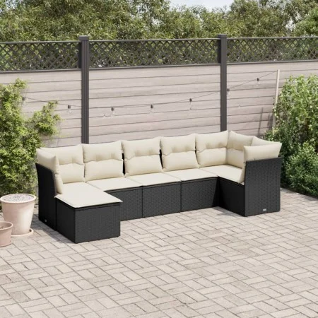 7-piece garden dining set and black synthetic rattan cushions by , Garden sets - Ref: Foro24-3217966, Price: 411,11 €, Discou...