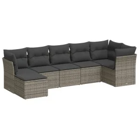 7-piece garden sofa set with gray PE rattan cushions by , Garden sets - Ref: Foro24-3217970, Price: 400,03 €, Discount: %