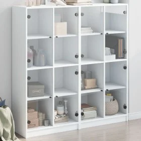 Black engineered wood shelving unit with doors 136x37x142 cm by , Bookcases and shelves - Ref: Foro24-3206517, Price: 246,60 ...