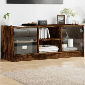 TV-Schrank mit Glastüren aus geräucherter Eiche, 102 x 37 x 42 cm von , TV-Möbel - Ref: Foro24-836375, Preis: 63,17 €, Rabatt: %