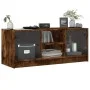 TV cabinet with smoked oak glass doors 102x37x42 cm by , TV Furniture - Ref: Foro24-836375, Price: 63,17 €, Discount: %