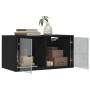 Mueble de pared con puertas de vidrio negro 68,5x37x35 cm