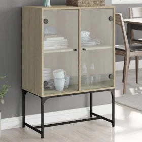 Auxiliary cabinet with Sonoma oak glass doors 69x37x100 cm by , Sideboards - Ref: Foro24-836548, Price: 73,62 €, Discount: %