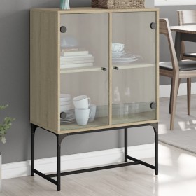 Beistellschrank mit Glastüren aus Sonoma-Eiche, 69 x 37 x 100 cm von , Sideboards - Ref: Foro24-836548, Preis: 74,64 €, Rabat...