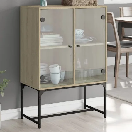 Auxiliary cabinet with Sonoma oak glass doors 69x37x100 cm by , Sideboards - Ref: Foro24-836548, Price: 73,62 €, Discount: %