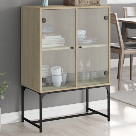 Beistellschrank mit Glastüren aus Sonoma-Eiche, 69 x 37 x 100 cm von , Sideboards - Ref: Foro24-836548, Preis: 74,64 €, Rabat...