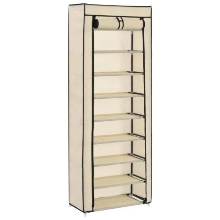 Fabric shoe rack with cream cover 57x29x162 cm by vidaXL, Shoe racks and shoe organizers - Ref: Foro24-282431, Price: 41,48 €...