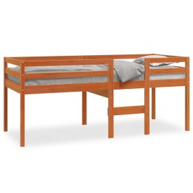 Cama alta madera maciza de pino marrón cera 90x190 cm de , Camas y somieres - Ref: Foro24-844483, Precio: 153,34 €, Descuento: %